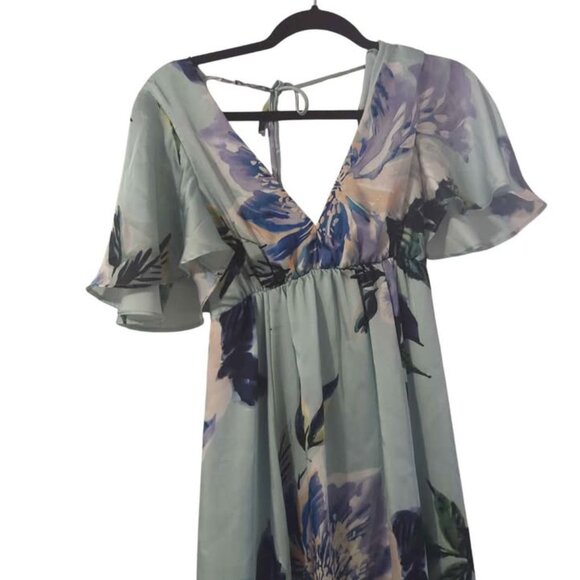 Show Me Your Mumu Blue Floral Faye Flutter Maxi Dress size xxs - Picture 6 of 7